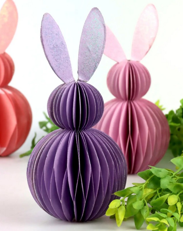 Coniglio di Pasqua origami assortito in 3 tonalità di viola, perfetto per le tue decorazioni pasquali